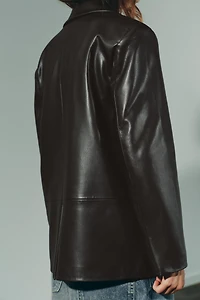 FAUX LEATHER STRAIGHT FIT BLAZER