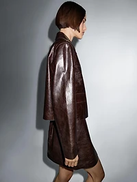 Cropped nappa leather jacket