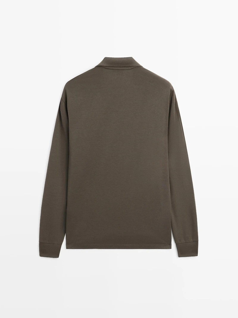 Zipped high neck polo shirt