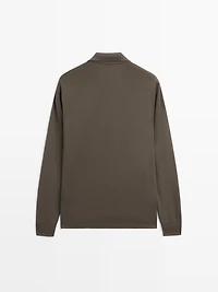 Zipped high neck polo shirt
