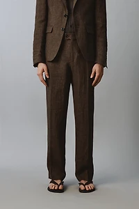 100% LINEN REGULAR FIT SUIT PANTS