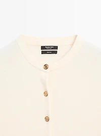 Wool knit cardigan with gold buttons