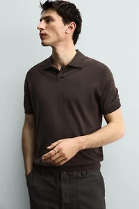 REGULAR FIT COTTON LINEN BLEND KNIT POLO SHIRT