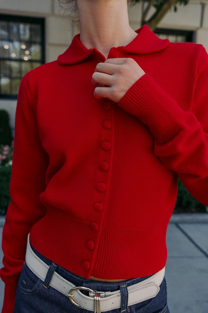 PETER PAN COLLAR KNIT CARDIGAN