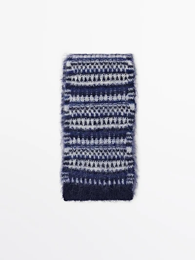 Fine alpaca blend jacquard scarf