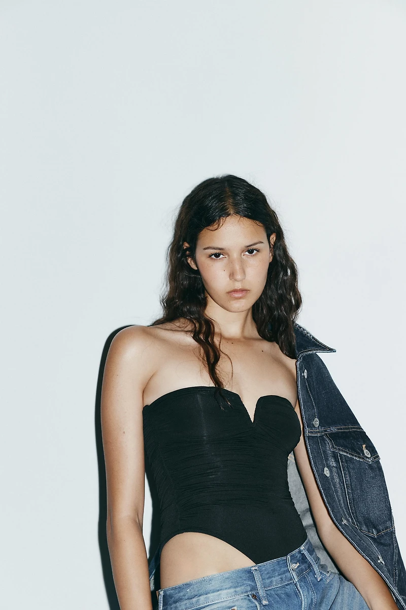 BODY BANDEAU EN POLYAMIDE À PLIS