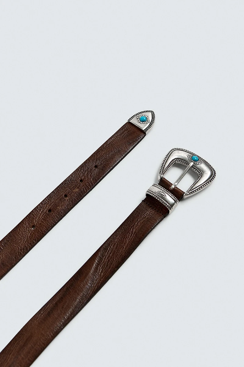 VINTAGE EFFECT LEATHER BELT