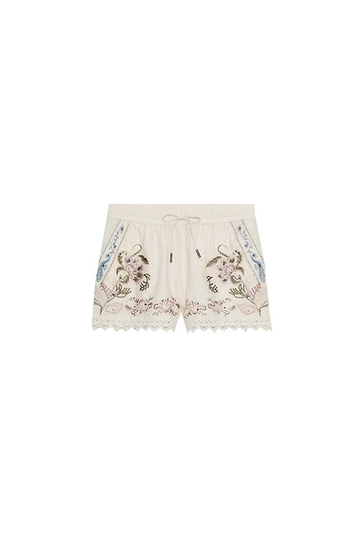 EMBROIDERED LINEN BLEND SHORTS ZW COLLECTION