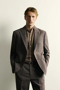 LINEN-WOOL CHECKERED SUIT JACKET