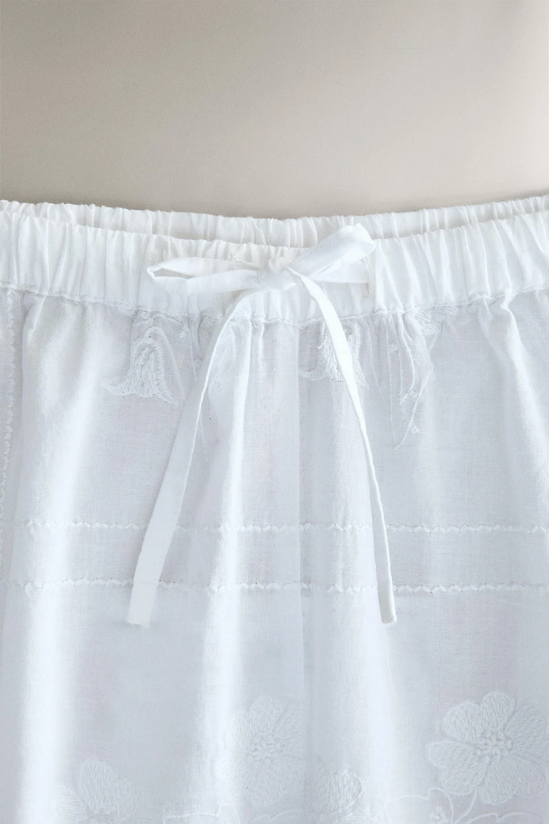 EMBROIDERED COTTON PANTS