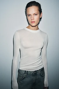 SEMI-SHEER KNIT TOP