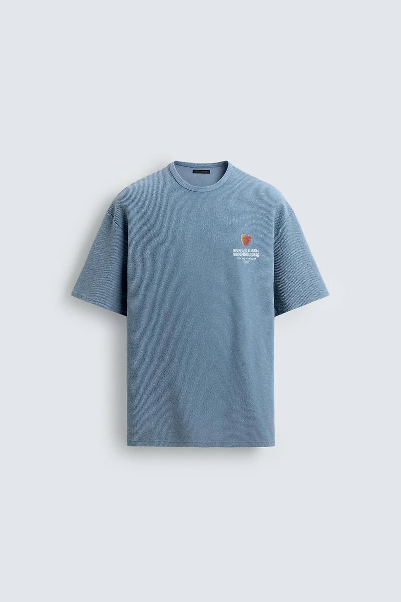 WASHED KNIT GUMMY PRINT T-SHIRT