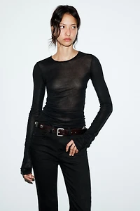 TRF HIGH-WAISTED CROPPED FLARE JEANS