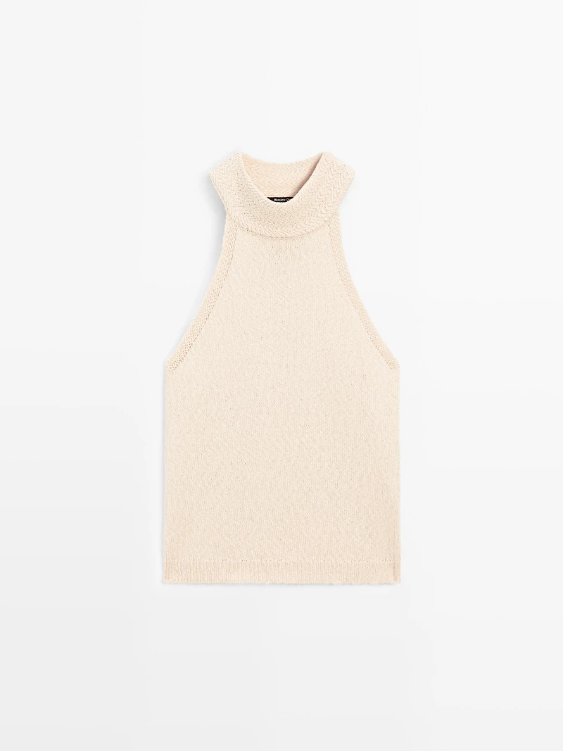 Textured knit halterneck top