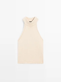 Textured knit halterneck top