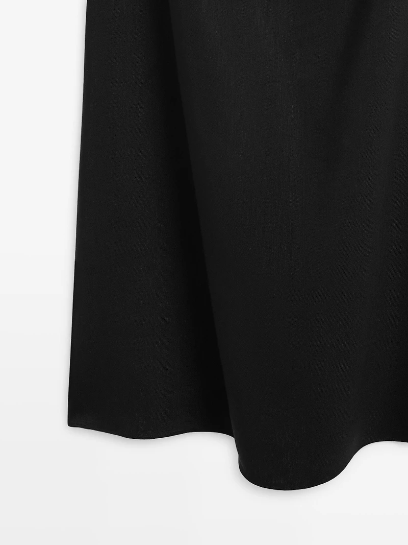 Linen blend pleated midi dress