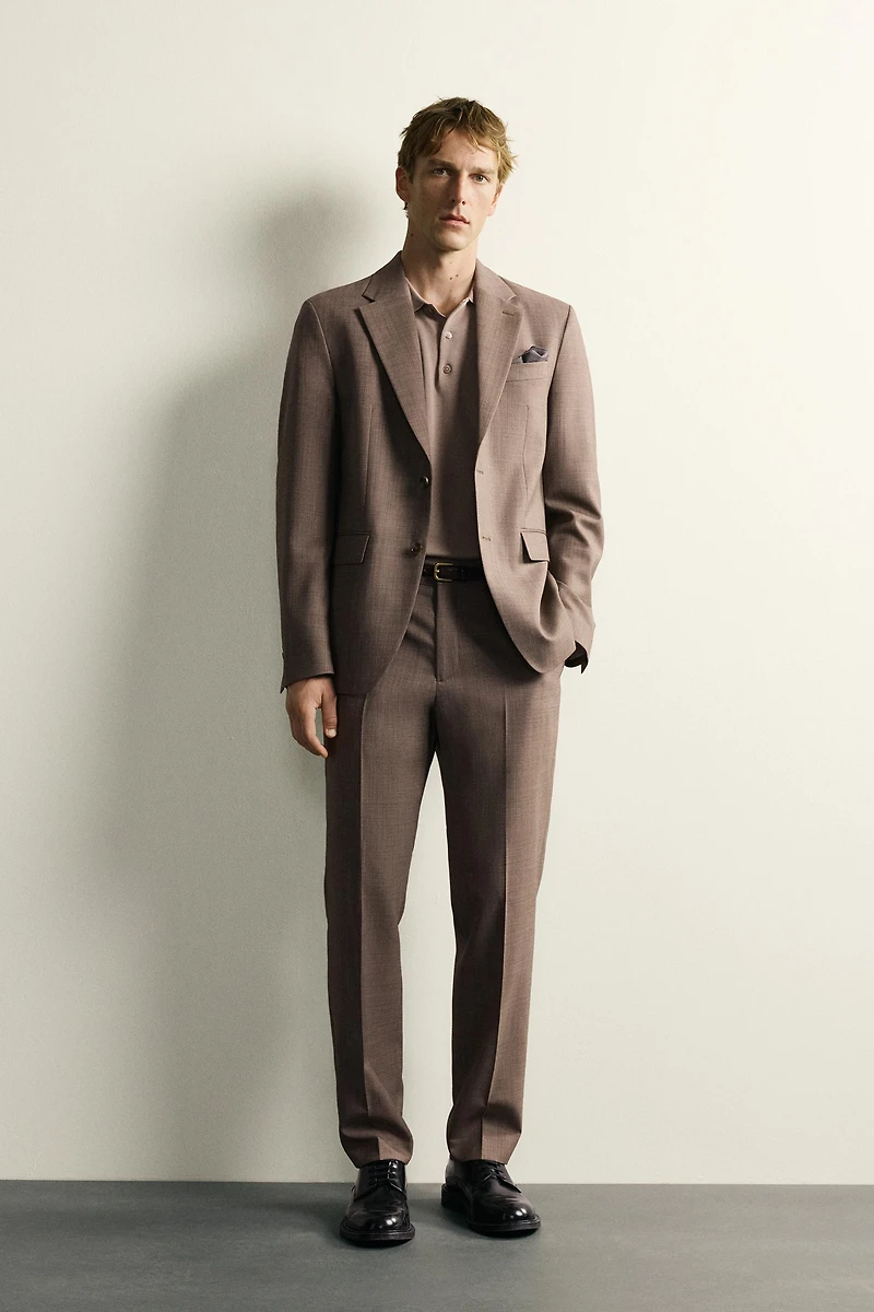 TEXTURED WOOL SUIT PANTS