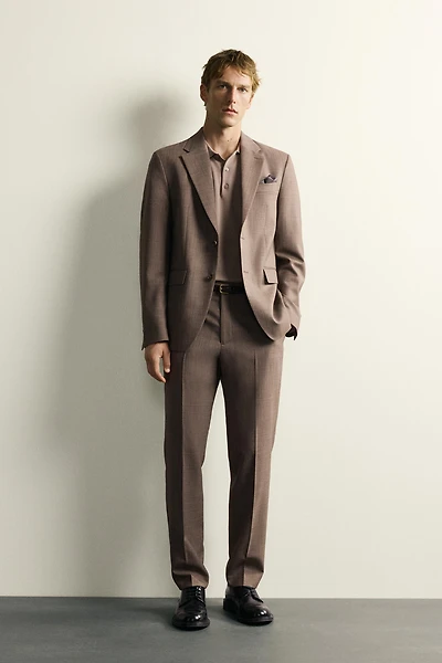 TEXTURED WOOL SUIT PANTS