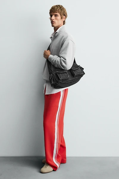 MULTI-POCKET DENIM CROSSBODY BAG