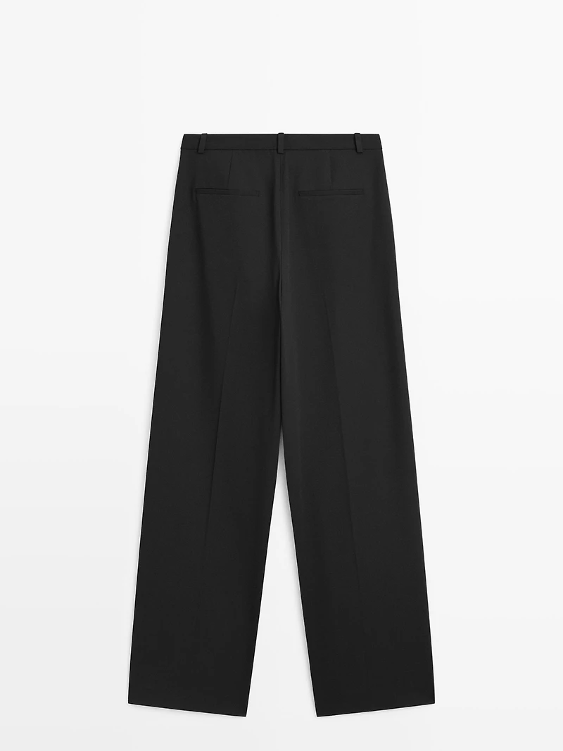 Darted wide-leg trousers