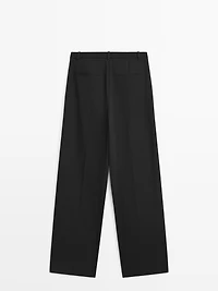 Darted wide-leg trousers