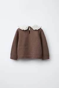 PULL EN MAILLE COL CLAUDINE BRODÉ