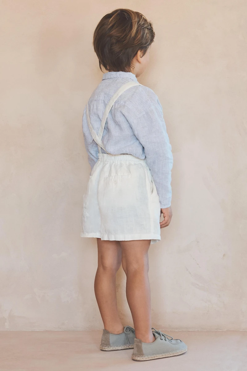 2-5 YEARS / LIMITED EDITION 100% LINEN REMOVABLE SUSPENDER SHORTS
