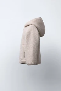 HOODED FAUX SHEARLING JACKET