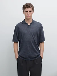 Knit V-neck polo shirt