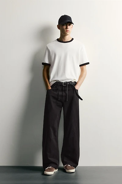 DRAWSTRING BARREL FIT PANTS