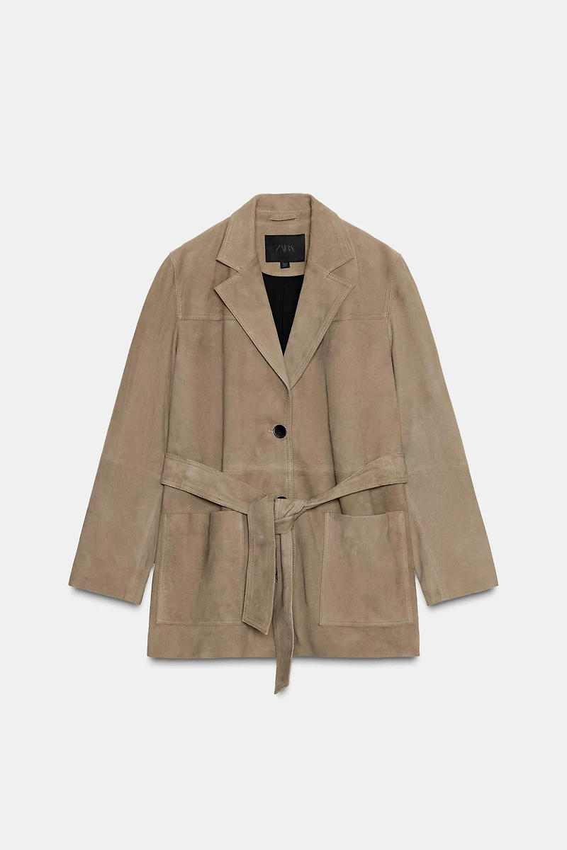 100% LEATHER BELTED JACKET