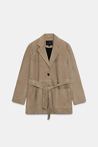 100% LEATHER BELTED JACKET