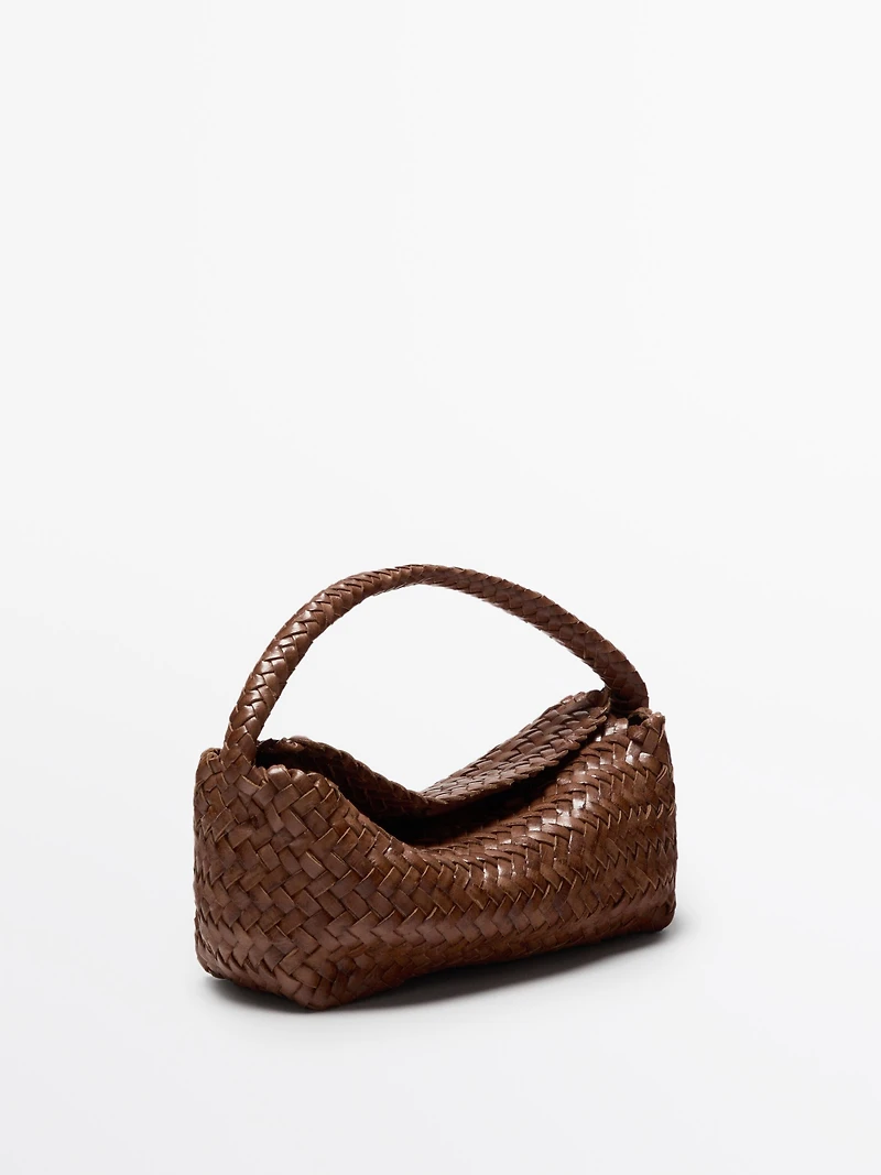 Braided nappa leather crossbody bag