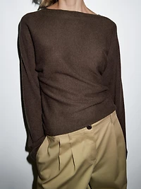 Boat neck knit sweater