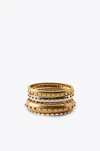 LOT DE 3 BRACELETS MÉTALLIQUES À CLOUS