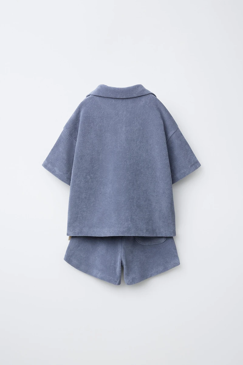 TOWEL EFFECT POLO AND BERMUDA JOGGING SET