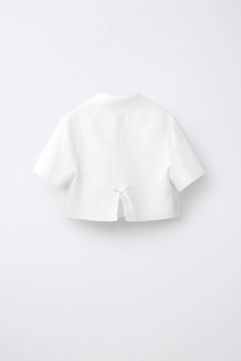 CROPPED 100% LINEN BLAZER
