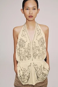 ZW COLLECTION LIMITED EDITION EMBROIDERED HALTER TOP
