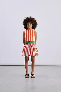 STRIPED SHORTS WITH CONTRAST PIPING