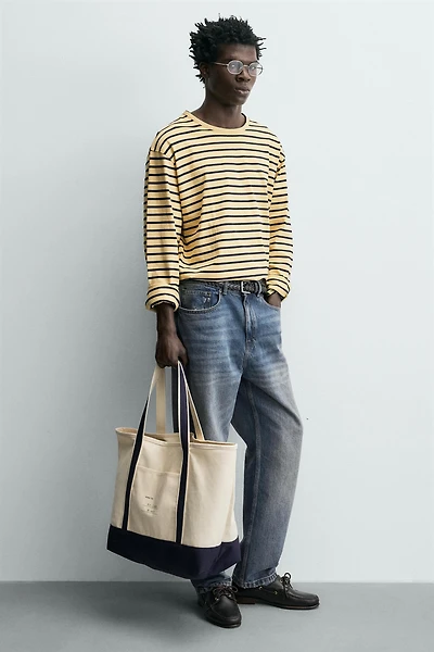 STRUCTURED CONTRAST TOTE BAG