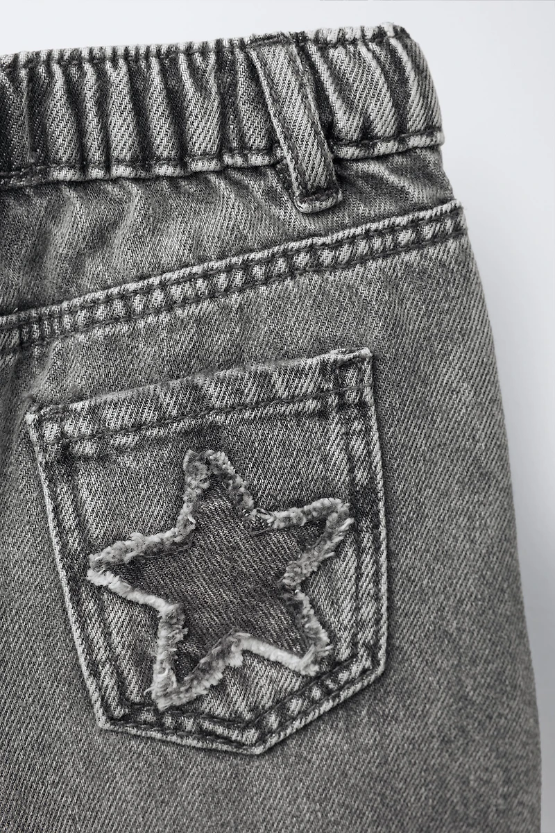 STAR APPLIQUÉ WIDE LEG JEANS