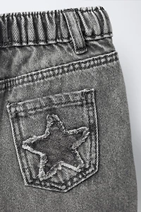 STAR APPLIQUÉ WIDE LEG JEANS