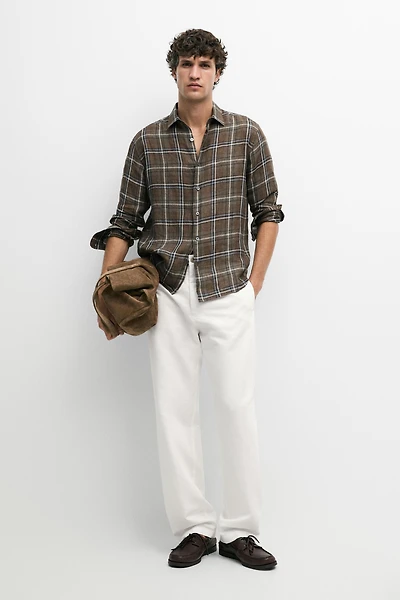 Pantalon straight lin et coton