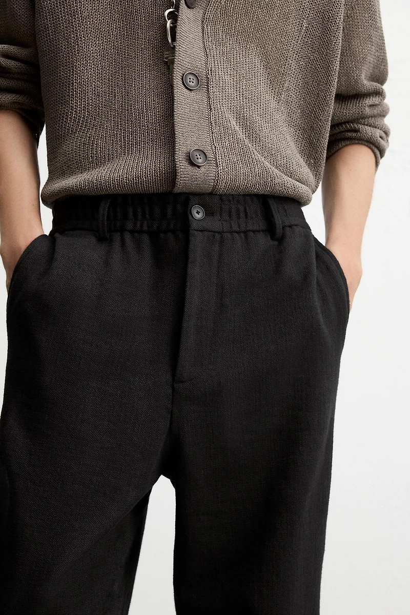 TEXTURED REGULAR FIT PANTS