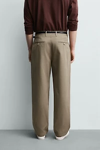 RELAXED FIT PLEATED CHINO PANTS