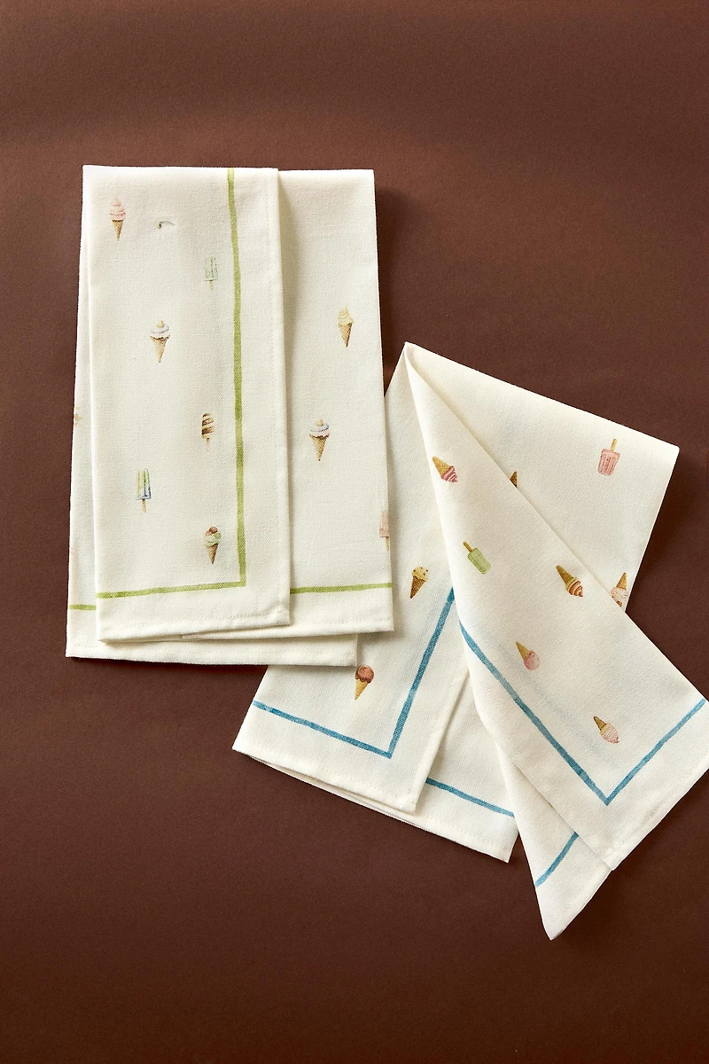 SET OF ICE CREAM COTTON KITCHEN TOWELS (SET OF 2)