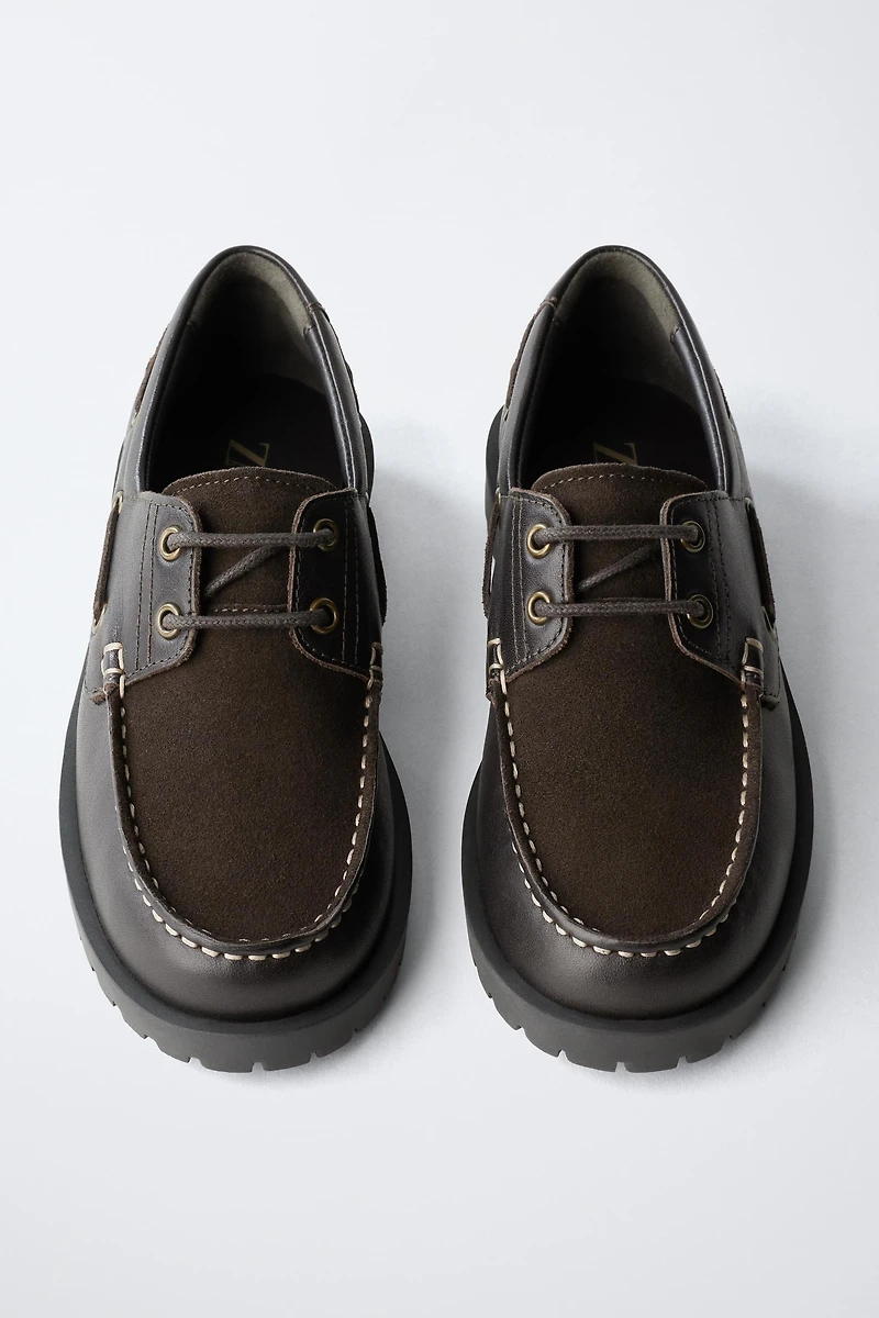COMBINED LEATHER DECK SHOES