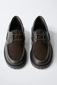 COMBINED LEATHER DECK SHOES