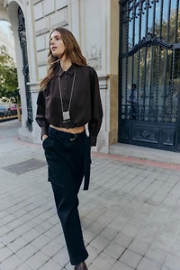 CHEMISE COURTE BOULE EN POPELINE