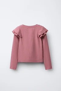 RUFFLED RIBBED T-SHIRT